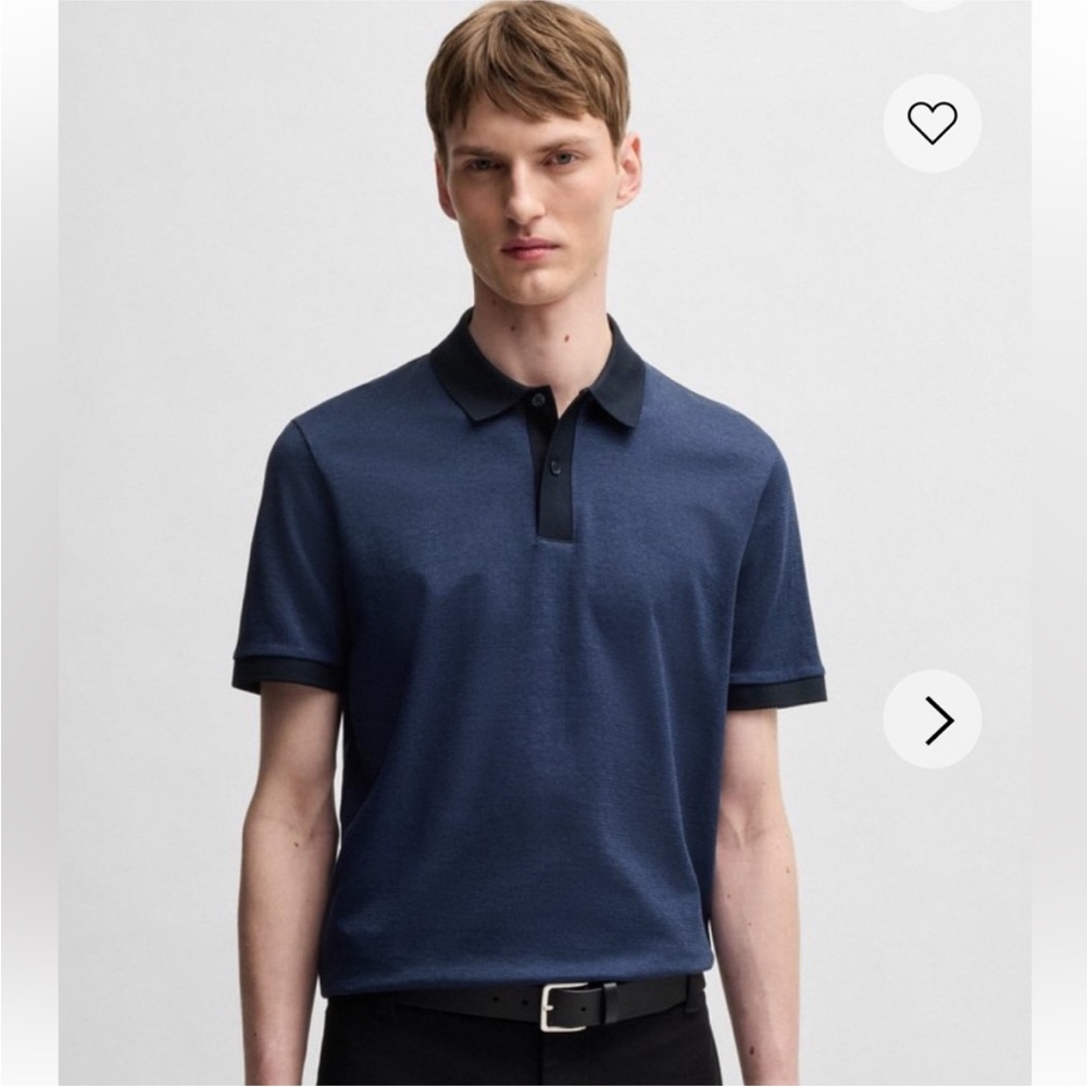 BOSS Mercerized Cotton Polo Shirt with Micro Pattern
